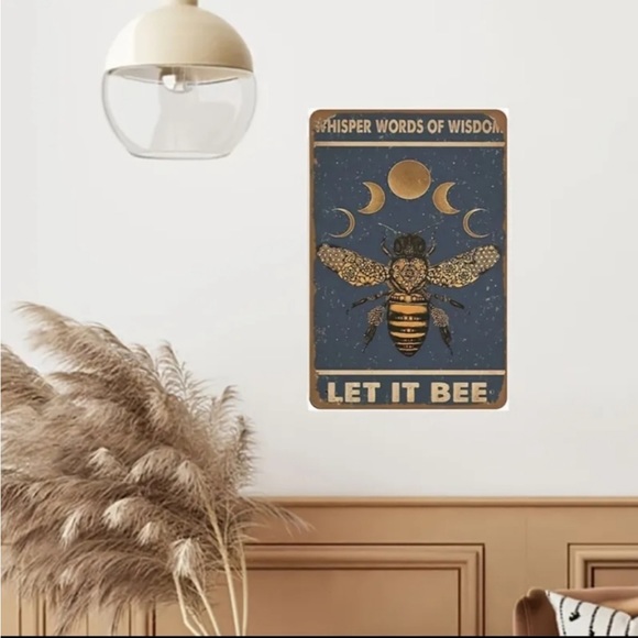 NWT Let It Bee Metal Tin Vintage Inspired 7.9” x 11.9” Weatherproof Decor Sign - Picture 5 of 6